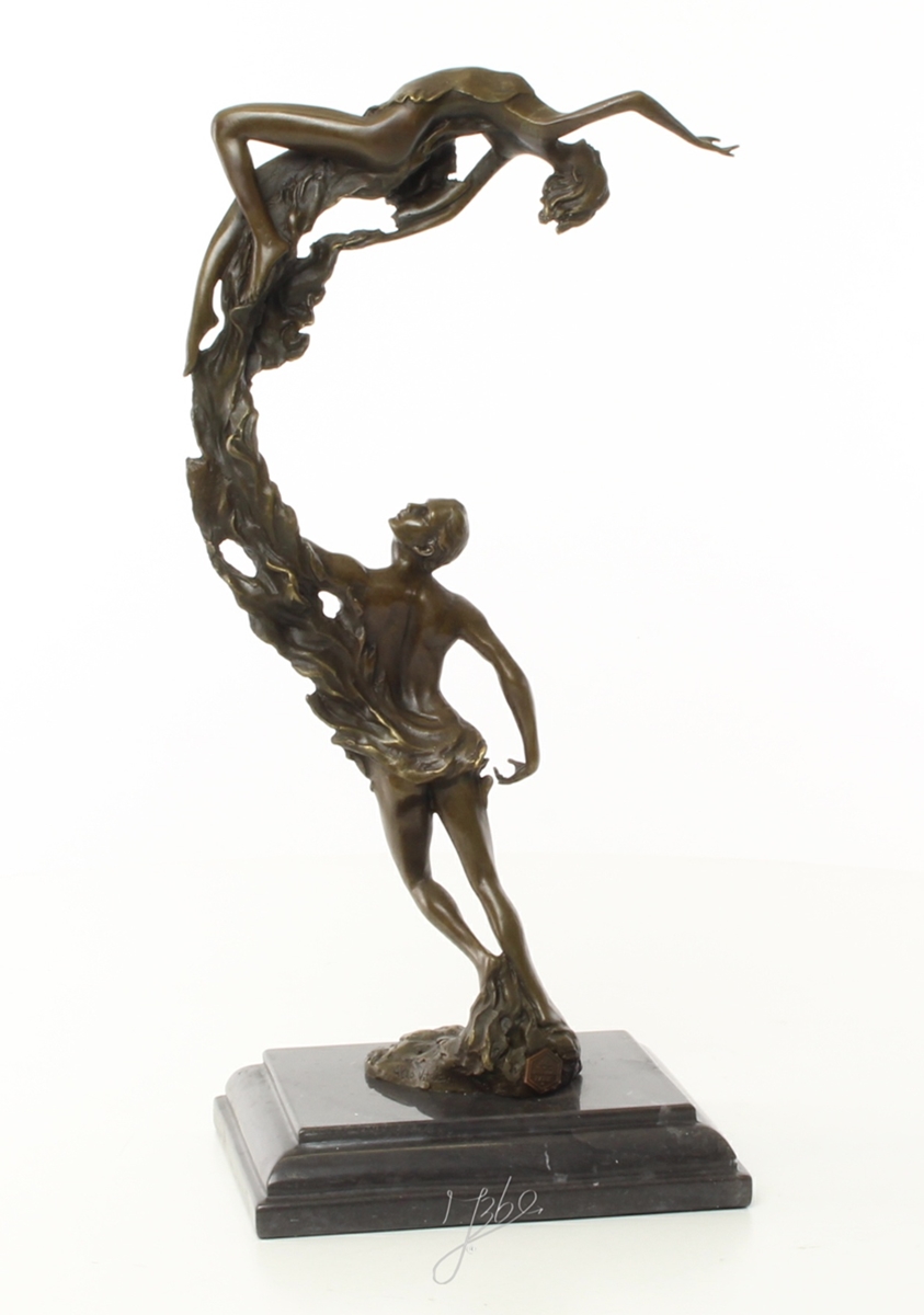 Bronzefigur Bronzeskulptur Abstrakte Kunst Figur Liebespaar Paar H 36 cm Skulptur Bronze Figur