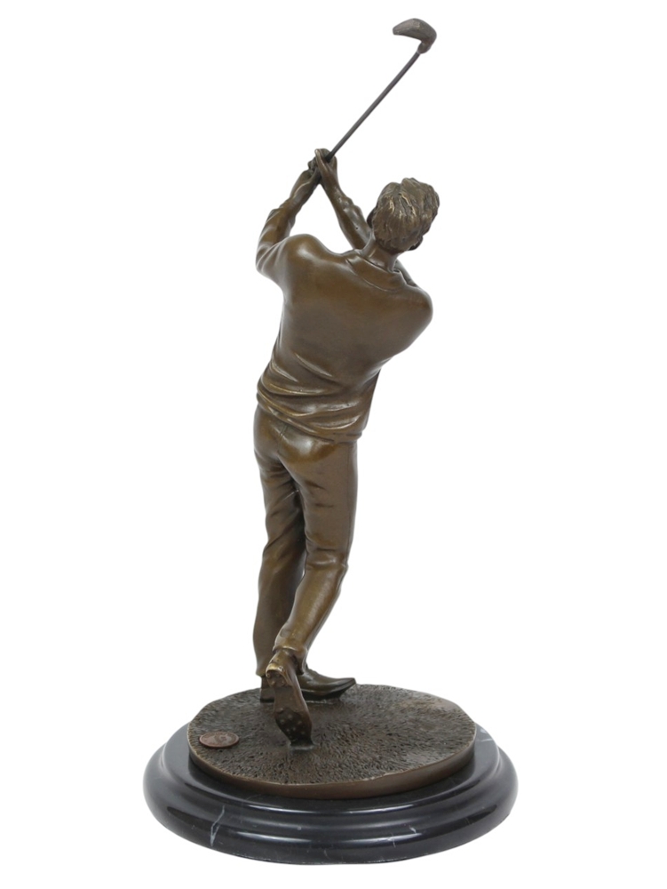 2er Set Bronzefiguren Golfer & Golferin Bronzeskulpturen 27 cm & 32,5 cm Stilvolle Golf-Dekoration