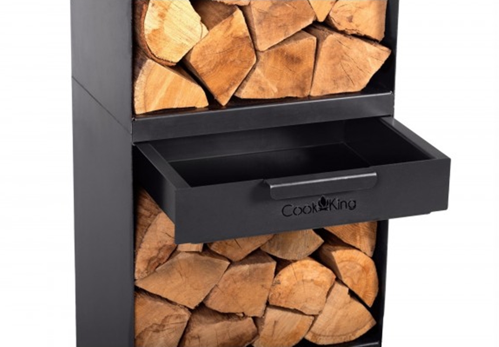 Kaminholzregal "Vento" H 120 cm Holzregal für Kaminholz Kaminholzablage aus Stahl Kaminholzständer