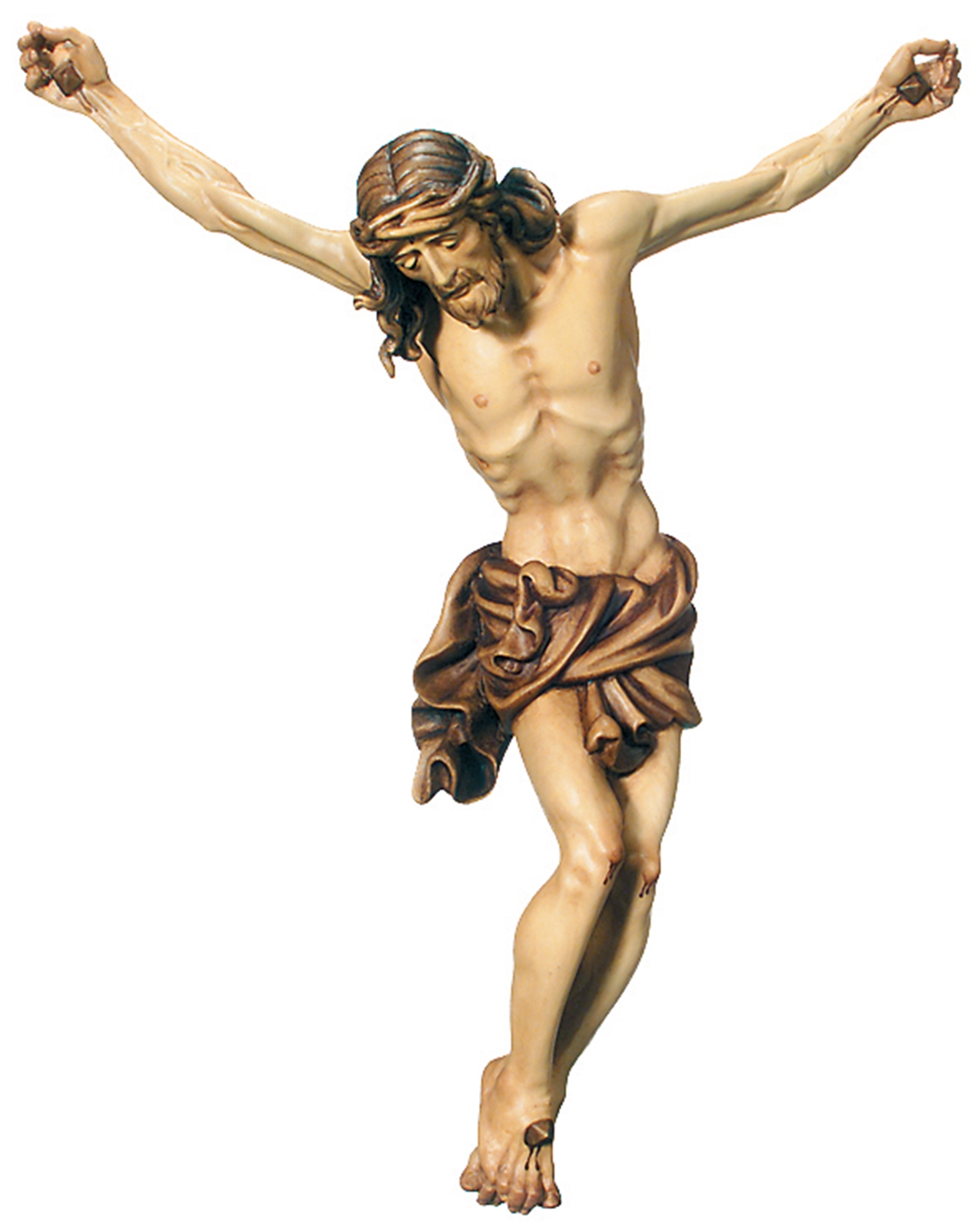 Heiligenfigur Kruzifix Jesus am Kreuz "Raffaello" H 10/ 20 cm Statue Ahorn- und Lindenholz Holzfigur