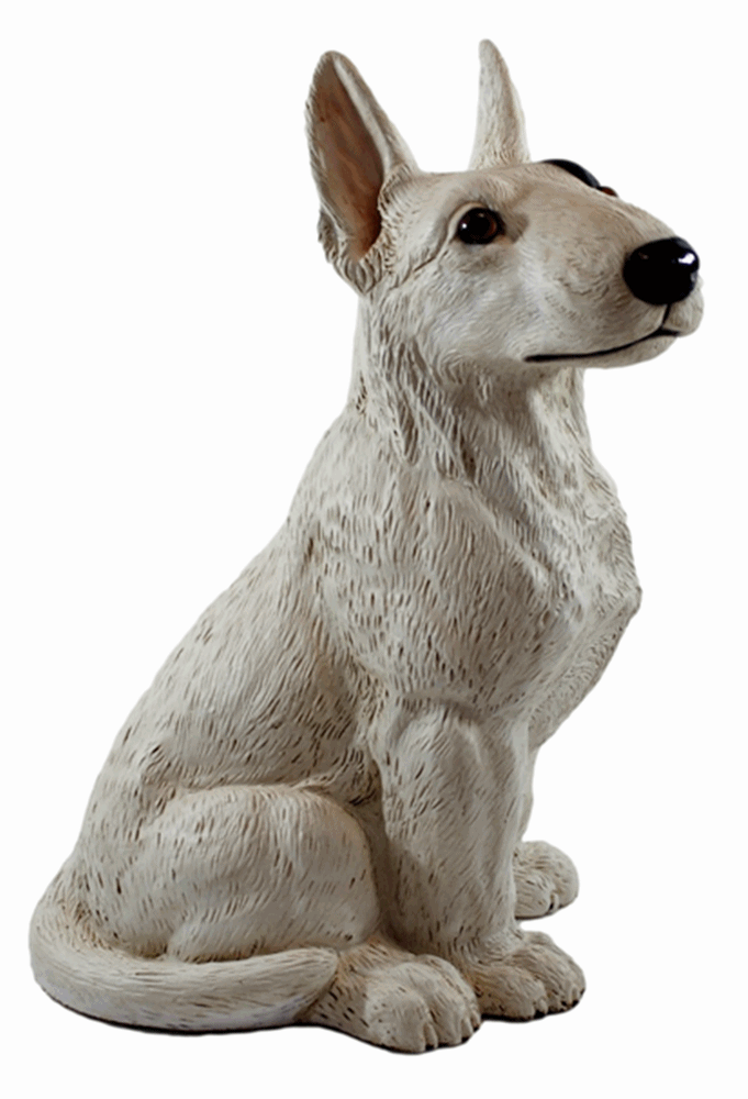 Deko Figur Hund Bull Terrier Hundefigur sitzend weiß Kollektion Castagna aus Resin Höhe 32 cm