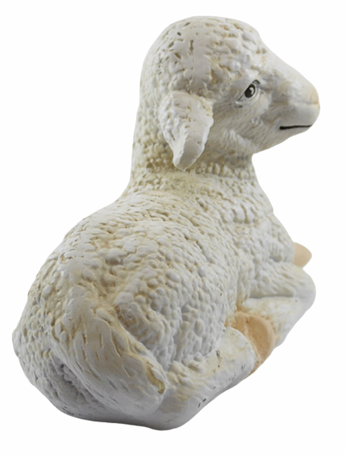 Deko Figur Lamm liegend Kopf gerade Tierfigur H 18 cm Lämmchen Gartenfigur aus Kunstharz