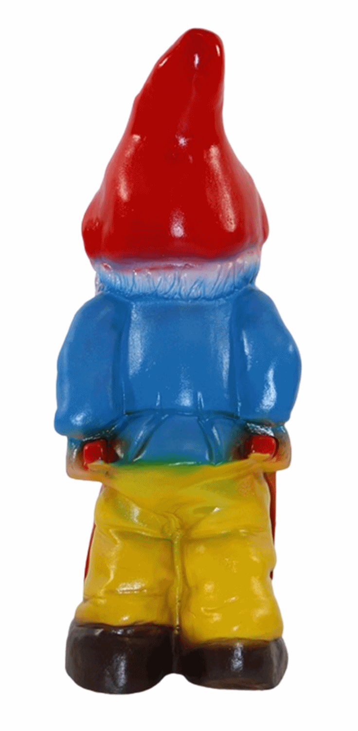 Deko Figur Zwerg H 27 cm Gartenzwerg mit Karre stehend Gartenfigur aus Kunststoff