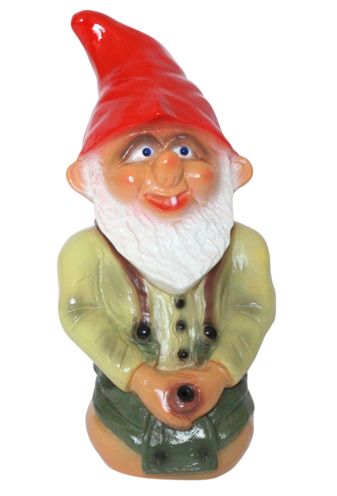 Gartenzwerg Seppel kniend Wasserspiel Höhe 32 cm Wasserspeier Zwerg für Garten Teichfigur