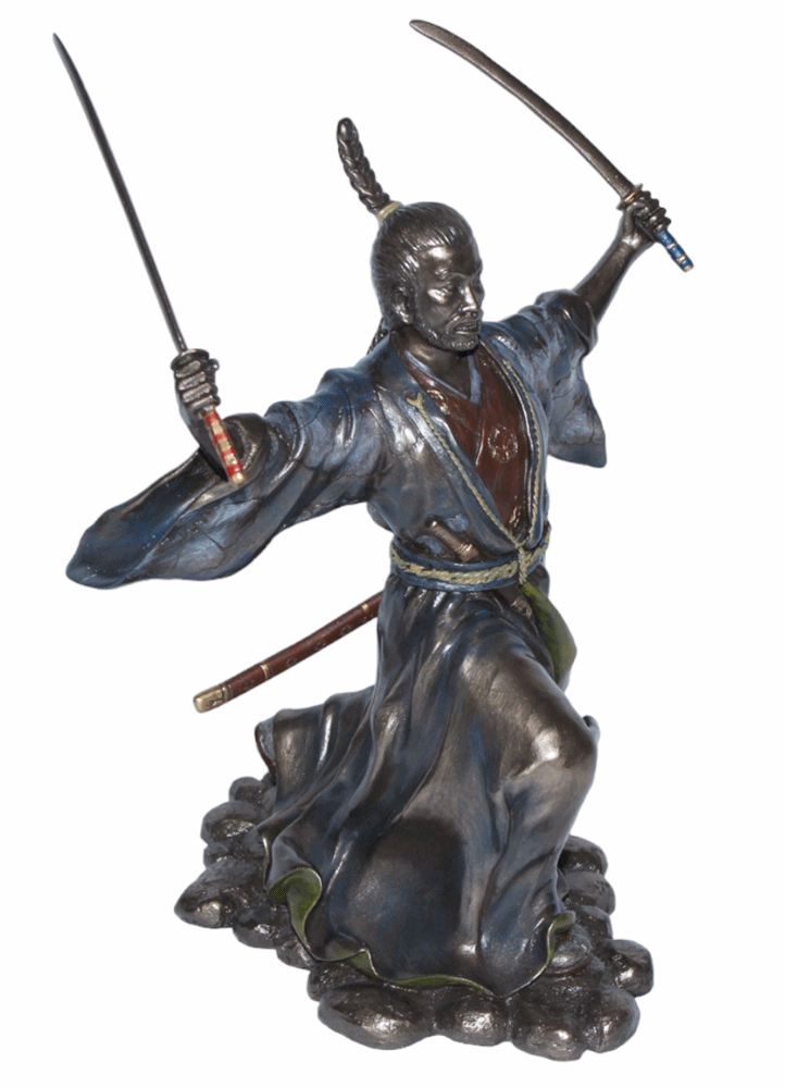 Deko Figur Samurai Art H 22 cm japanischer Krieger im Kimono mit Samurai-Schwertern Figur