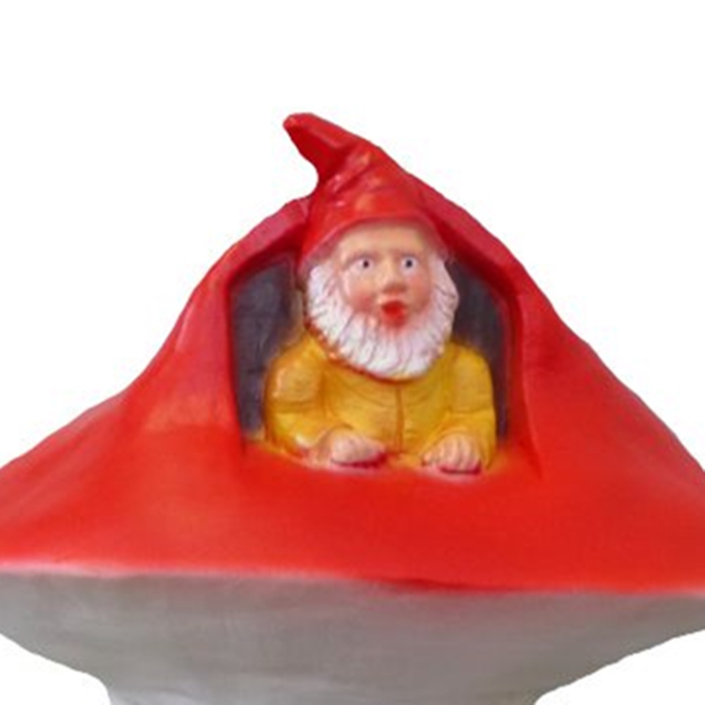 Deko Figur Zwerge 2 kleine Gartenzwerge im Pilz-Zwergenhaus H 35 cm Gartenfigur aus Kunststoff
