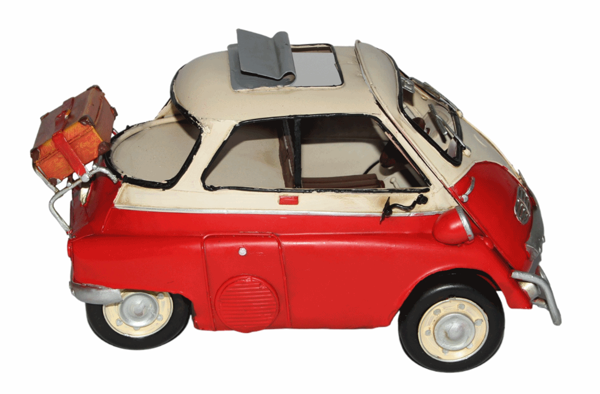 Blechauto Nostalgie Modellauto Oldtimer Automarke BMW Isetta 250 Modell 1957 aus Blech L 24 cm
