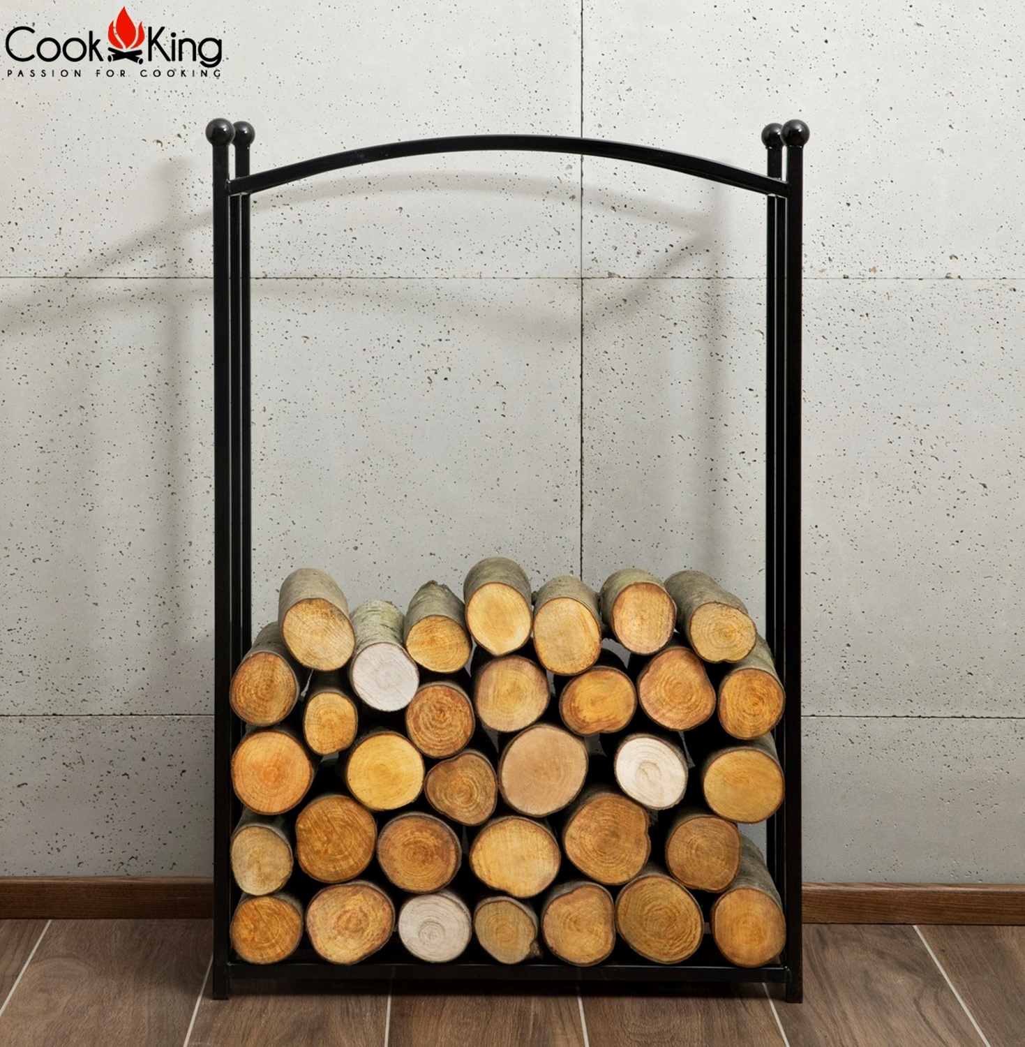 Kaminholzregal "Berry" H 90 cm Holzregal für Kaminholz Kaminholzablage aus Stahl Kaminholzständer