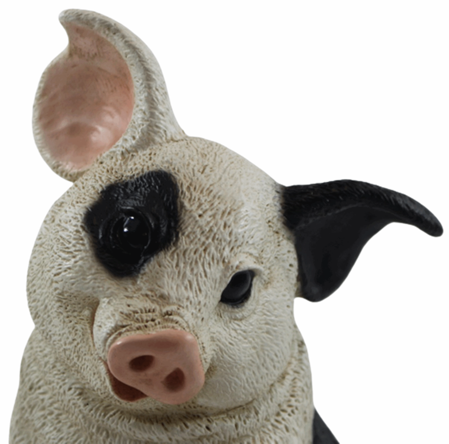 Figur Schwein Ferkel sitzend nach unten schauend gefleckt Kollektion Castagna aus Resin H 22 cm