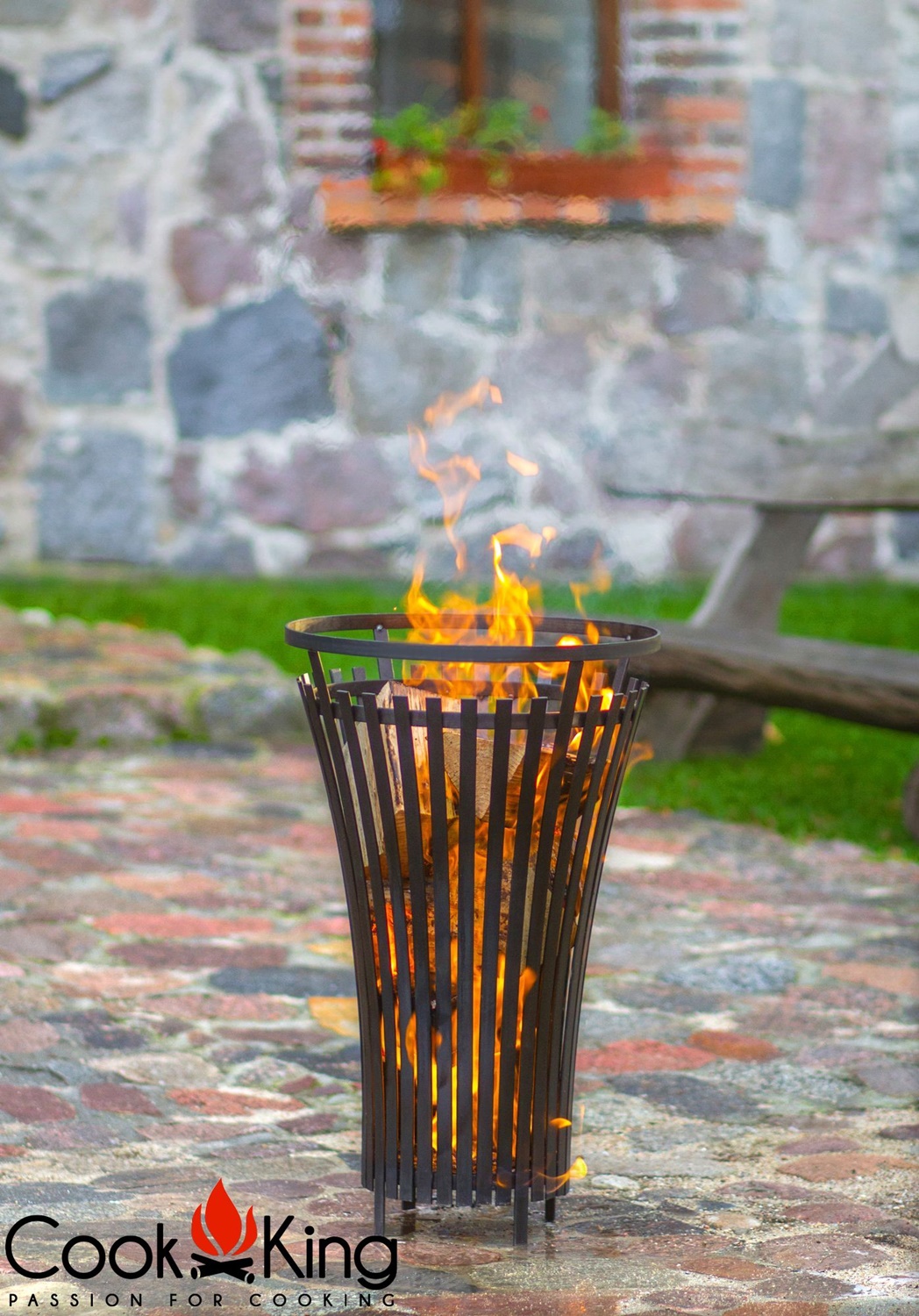 Feuerkorb "Flame" Ø 45 cm Feuerstelle für den Garten aus Stahl Feuersäule als Wärmequelle oder Grill
