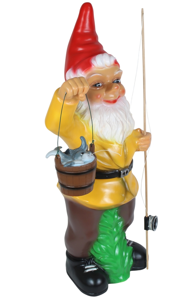 Gartenzwerg Angler Figur XXL-Zwerg stehend H 102 cm großer Deko Zwerg Gartenfigur Kunststoff