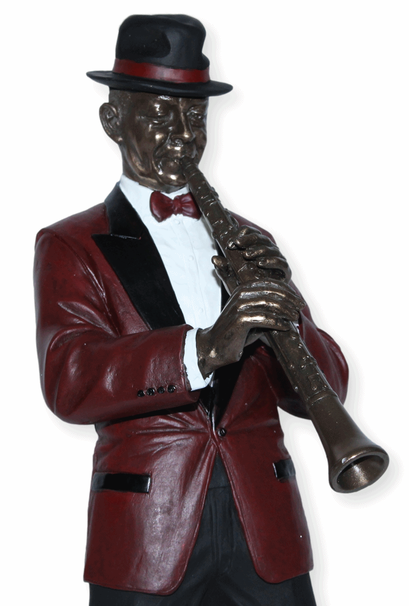 Deko Figur Jazz Musiker Klarinettisten H 30 cm Jazz Band Dekofigur mit Klarinette