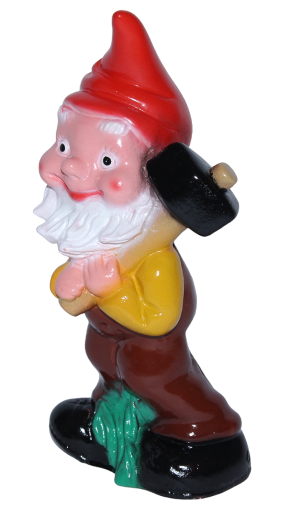 Gartenzwerg Deko Gartenfigur Zwerg mit Hammer stehend H 18 cm