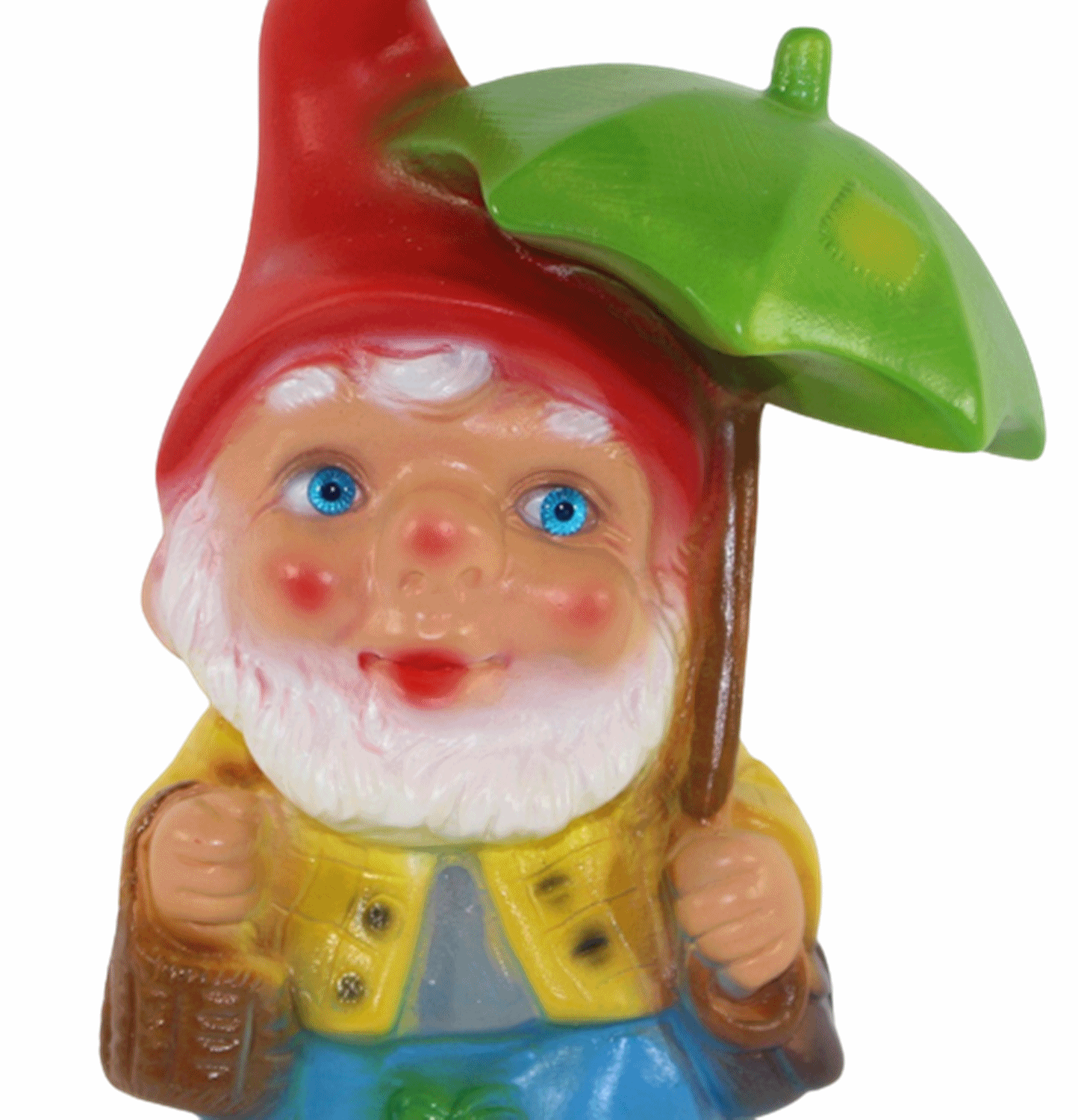 Gartenzwerg Deko Garten Figur Zwerg mit Regenschirm und Korb stehend aus Kunststoff H 18 cm