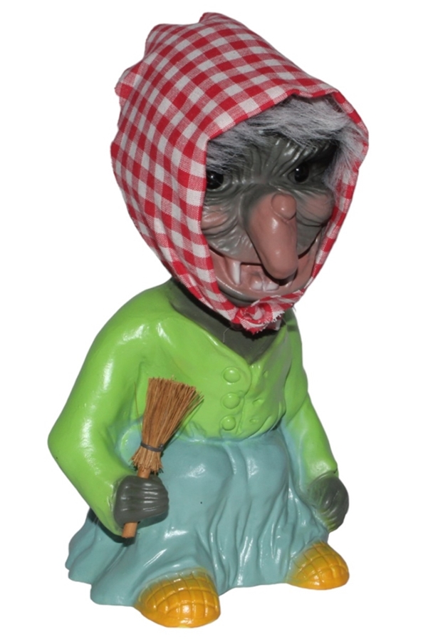 Souvenir Wackel Figur Hexe groß H 22 cm Wackelfigur Original mit Wackelkopf