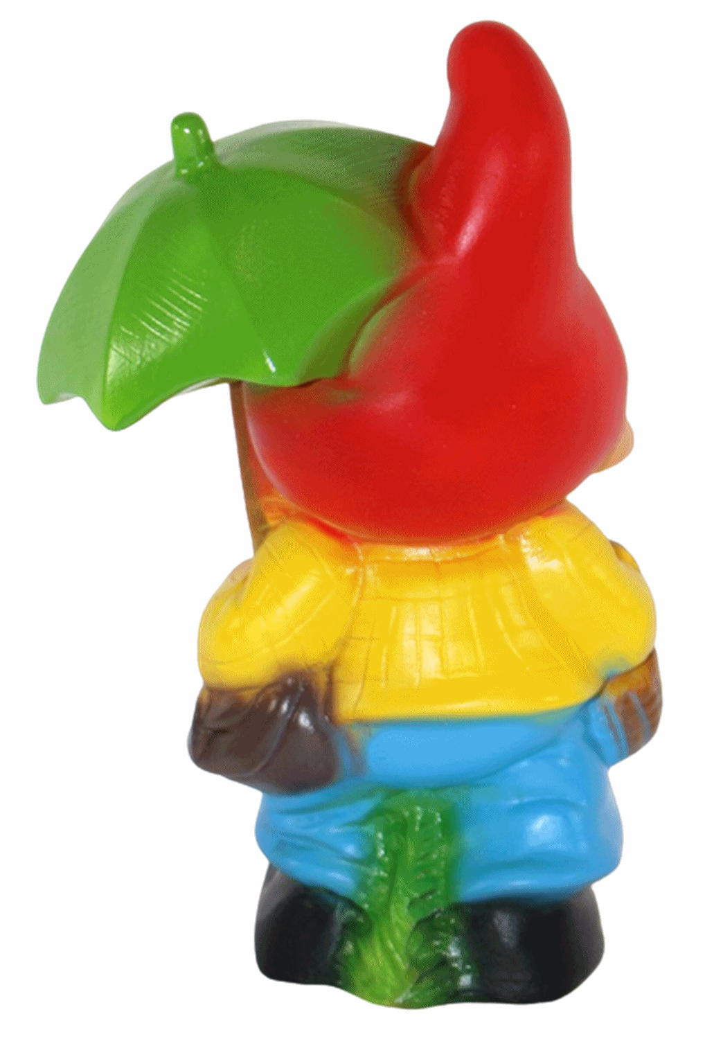 Gartenzwerg Deko Garten Figur Zwerg mit Regenschirm und Korb stehend aus Kunststoff H 18 cm