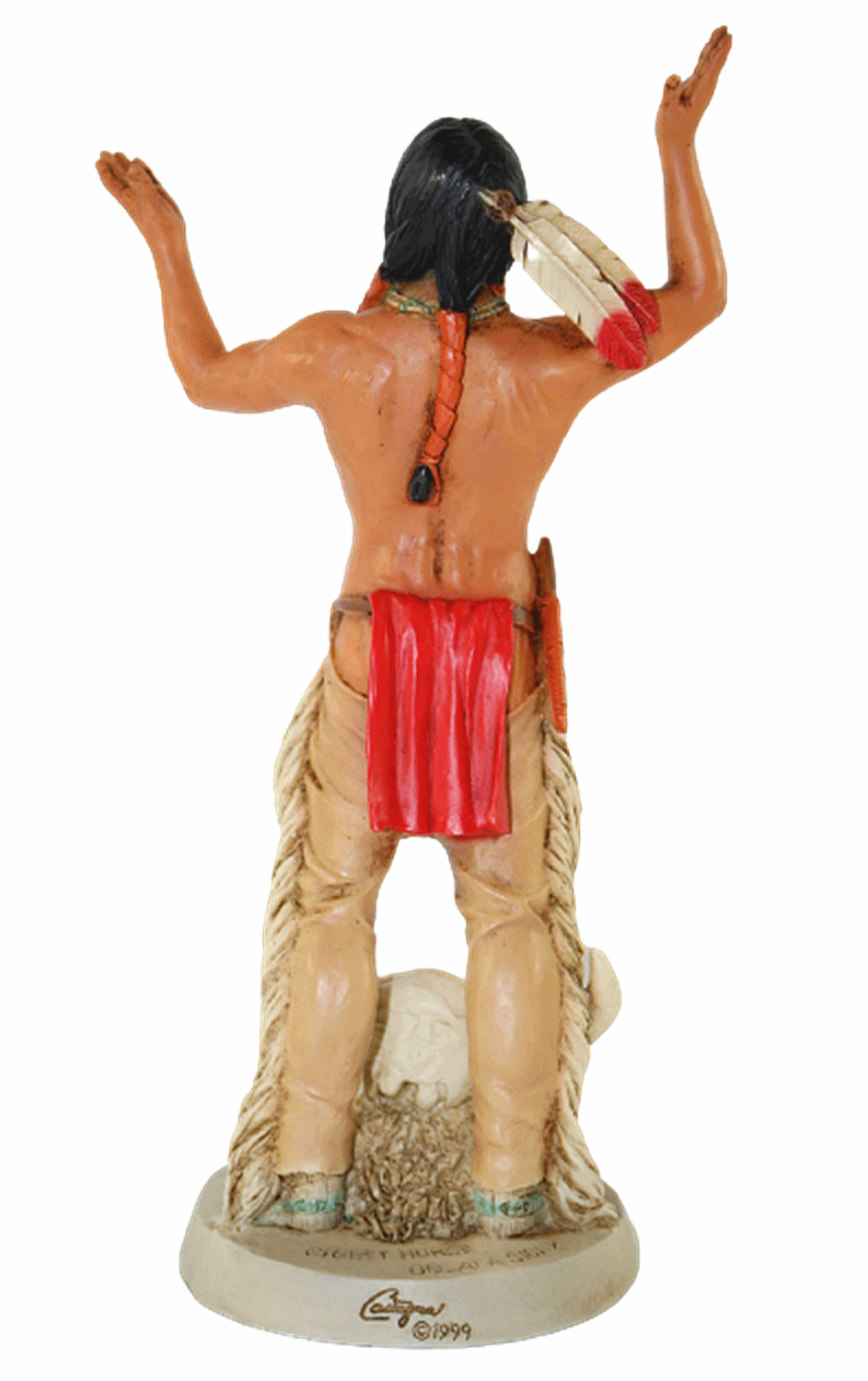 Indianerfigur Indianer Crazy Horse Anführer H 21 cm steh. mit Büffelschädel Castagna Limited Edition