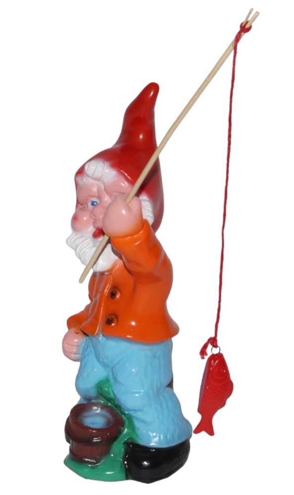 Gartenzwerg als Angler Figur Zwerg H 31 cm Gartenzwerg Gartendeko Gartenfigur aus Kunststoff
