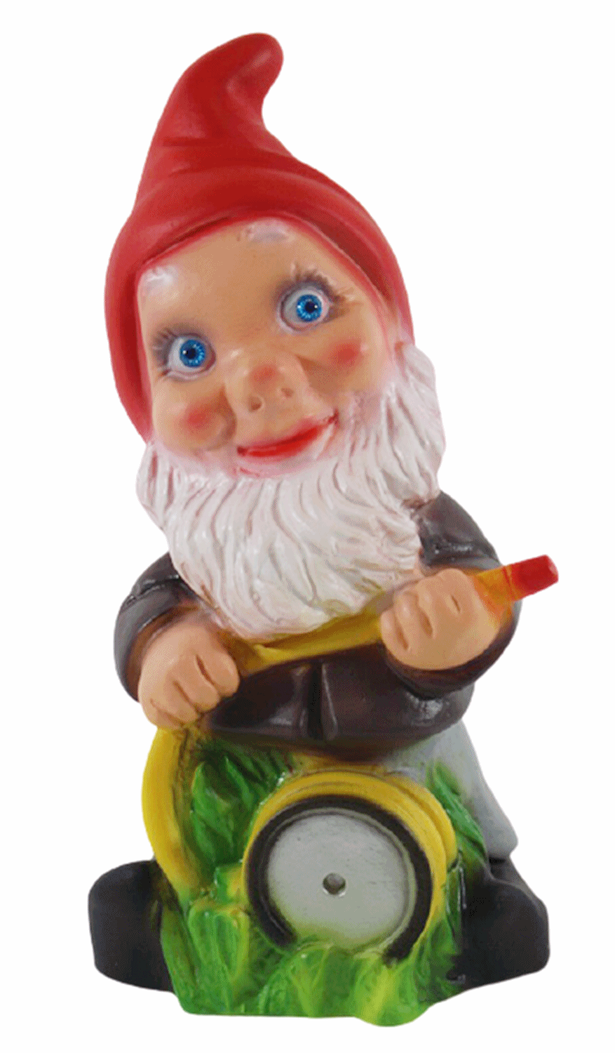 Gartenzwerg Deko Garten Figur Zwerg Gärtner mit Wasserschlauch stehend aus Kunststoff Höhe 20 cm