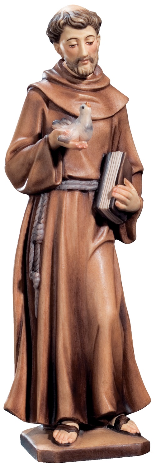 Heiligenfigur Heiliger Franziskus H 15 cm Franz von Assisi Holzfigur Holzstatue Statue aus Ahornholz