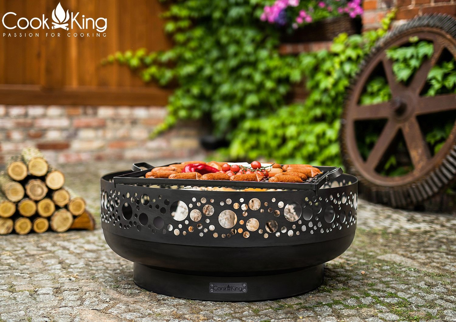 Feuerschale "Boston" Ø 80 cm Feuerstelle für Garten aus Stahl Feuerkorb als Wärmequelle oder Grill