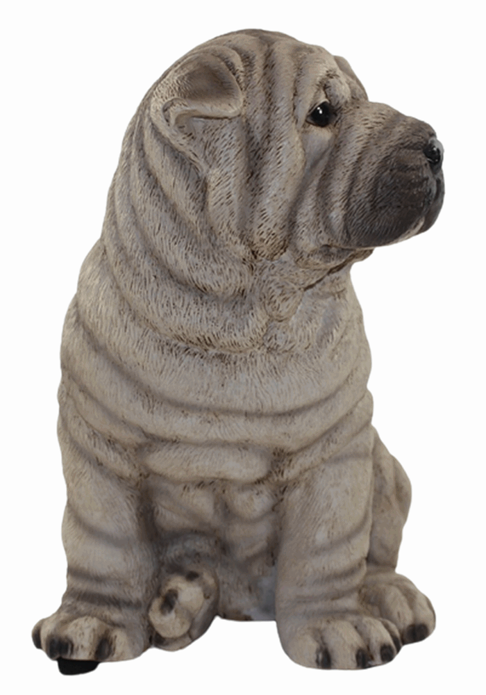 Hundefigur Chinesischer Faltenhund Shar Pei Welpe sitzend Kollektion Castagna aus Resin H 24 cm