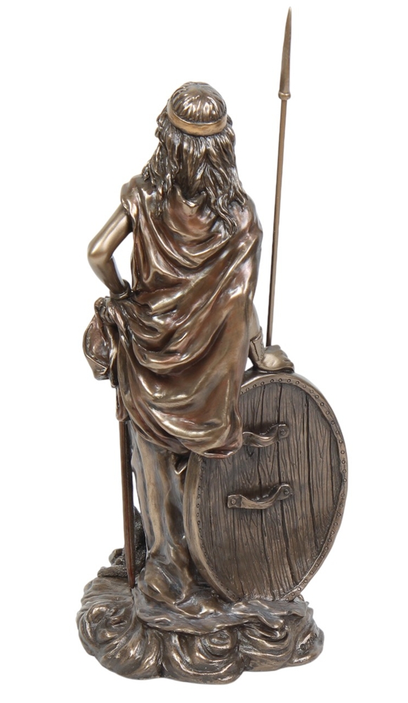 Statue Freya H 33 cm Skulptur Nordische Göttin Figur mit Speer, detailreiche Mythologie Dekofigur