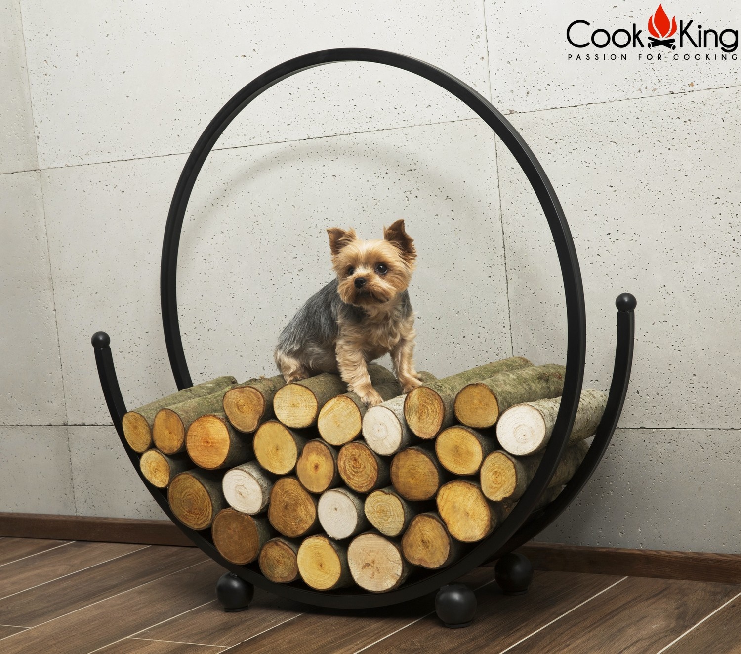 Kaminholzregal "Spiral" H 82 cm Holzregal für Kaminholz Kaminholzablage aus Stahl Kaminholzständer