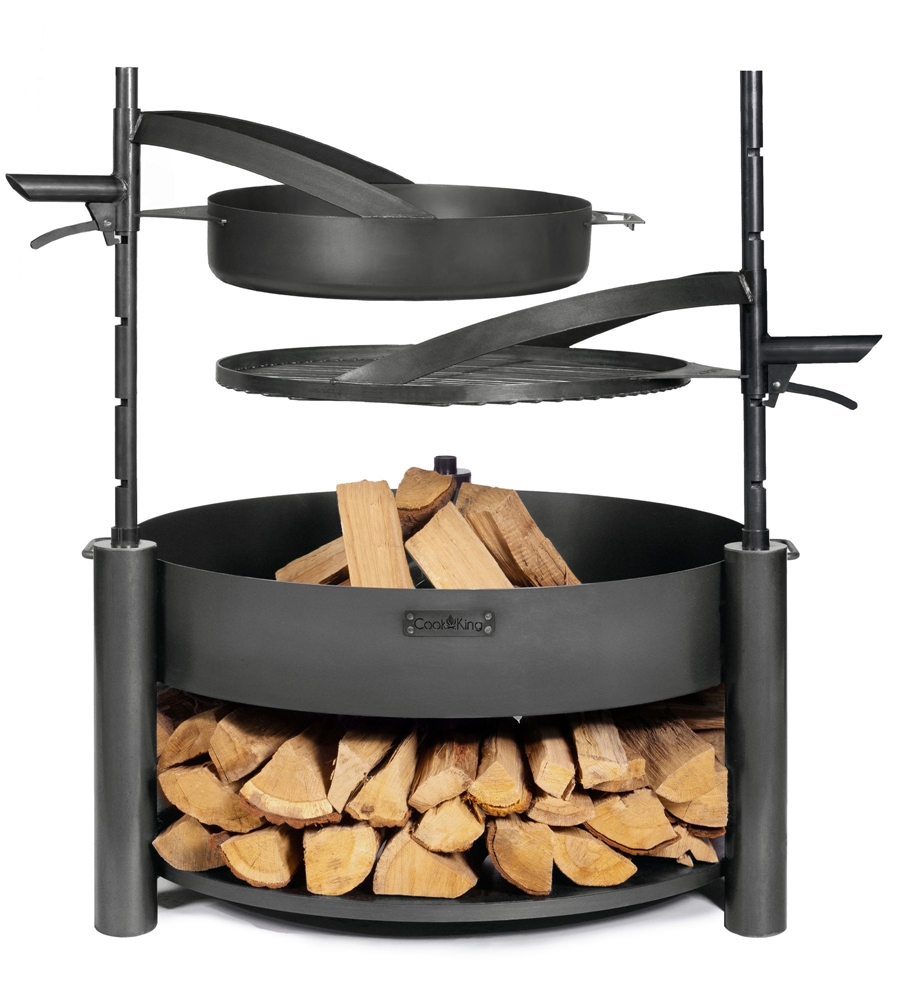 Feuerschale "Montana X" Ø 80 cm mit drehbahrem Rost Ø 60 cm aus Stahl als Wärmequelle oder Grill