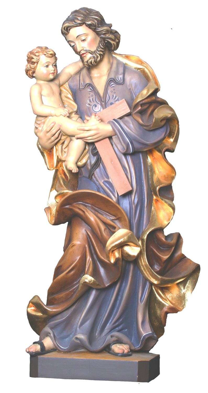 Heiligenfigur Heiliger Josef H 12 cm Josef mit Jesuskind Holzfigur Holzstatue Statue aus Ahornholz