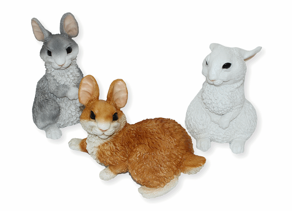 Deko Figur Hasen sitzend und liegend Kollektion Castagna aus Resin/ Kunststein H 16-22 cm Tierfigur