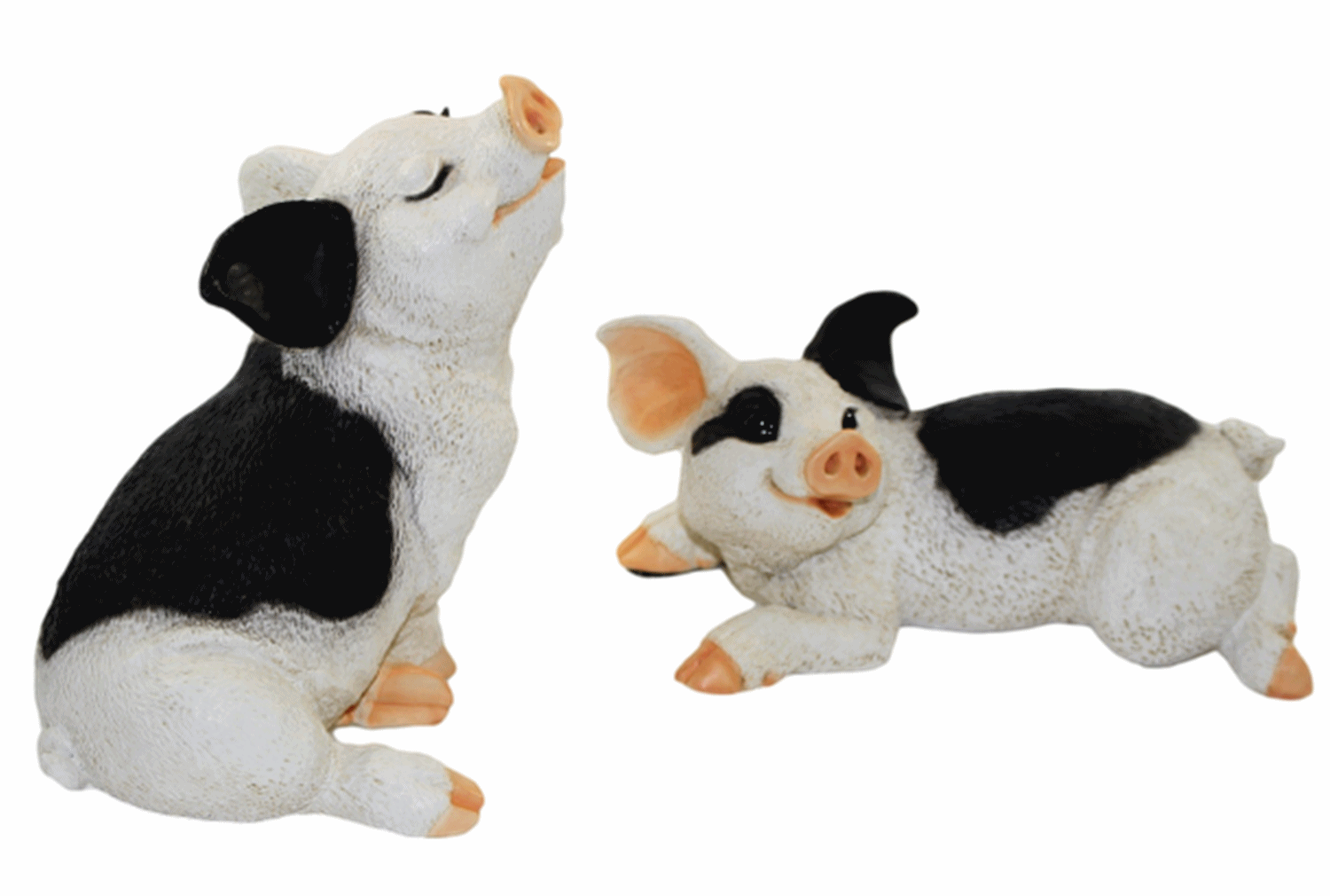 Dekofigur Tierfigur Ferkel Schweinchen 2-er Satz gefleckt Kollektion Castagna aus Resin H 10-20 cm