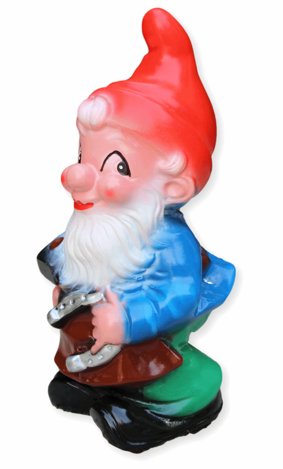 Gartenzwerg Schmied mit Hufeisen Figur Zwerg H 18 cm Gartenfigur aus Kunststoff