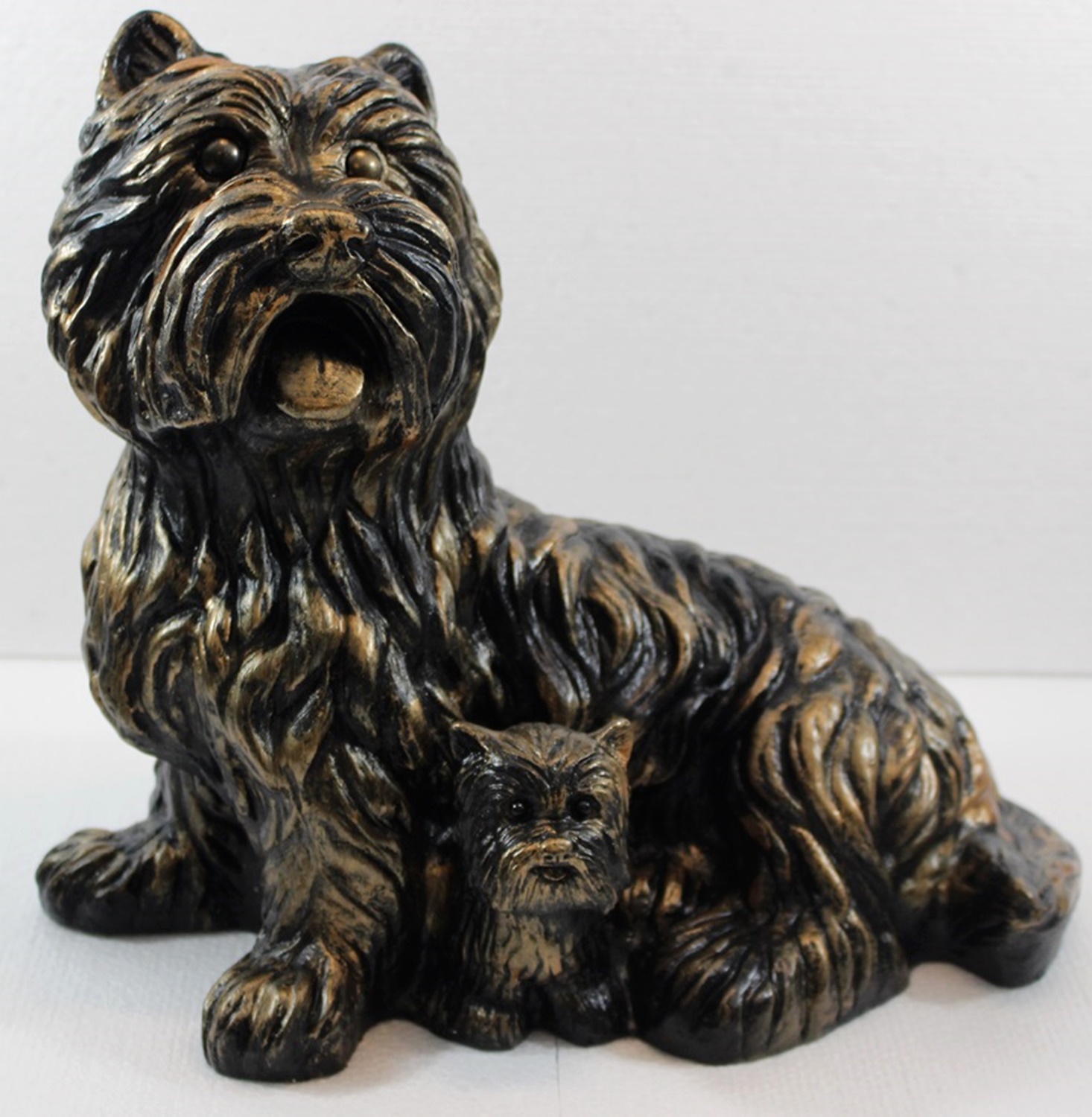 Deko Figur West Terrier Gartenfigur sitzend H 28 cm Dekofigur Kupfer-Antik aus Kunststoff
