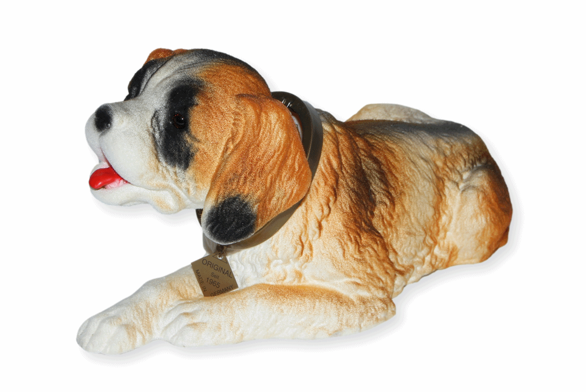 Wackel Figur Hund Bernhardiner Wackelfigur H 14 cm liegend groß Dekofigur mit Wackelkopf
