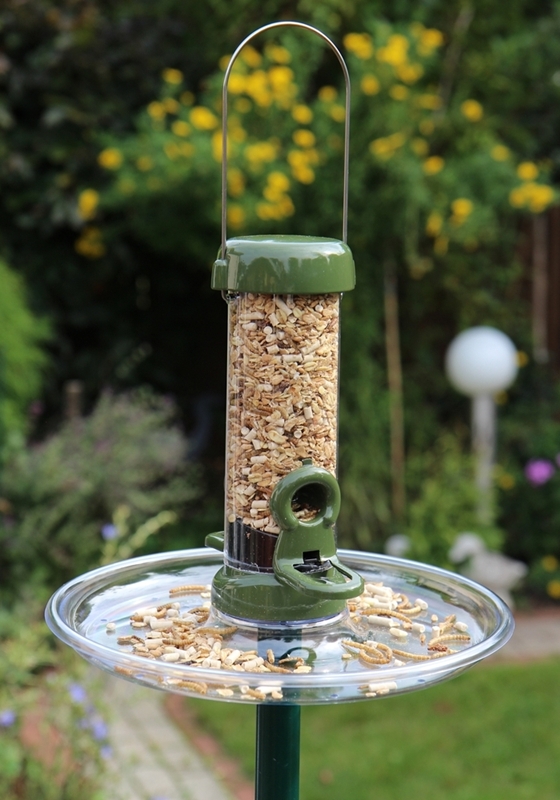 Futtersäule Ring-Pull mini mit Stab, Futterteller und Fülltrichter Vogelfutterspender wetterfest