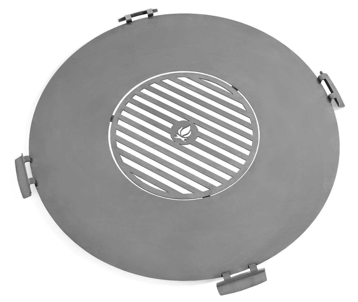 Grillplatte für Feuerschale Ø 78 cm mit Grillrost und 4 Griffen aus Edelstahl Feuerplatte Grillen
