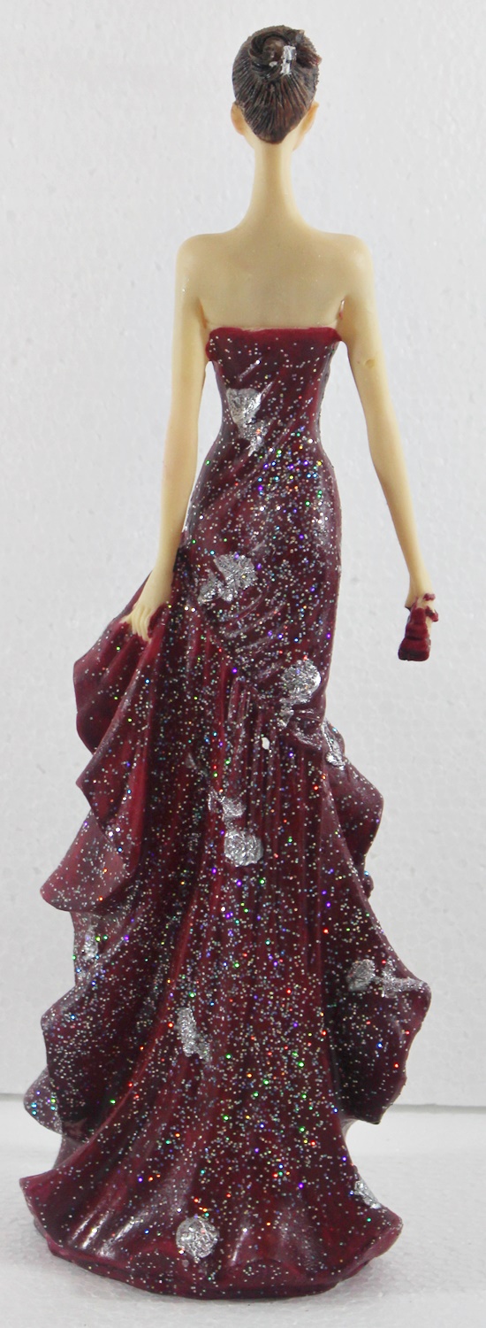 Beauty Figur Deko Modefigur Modepuppe Nostalgiefigur Dame rotes Kleid schulterfrei aus Resin H 35 cm