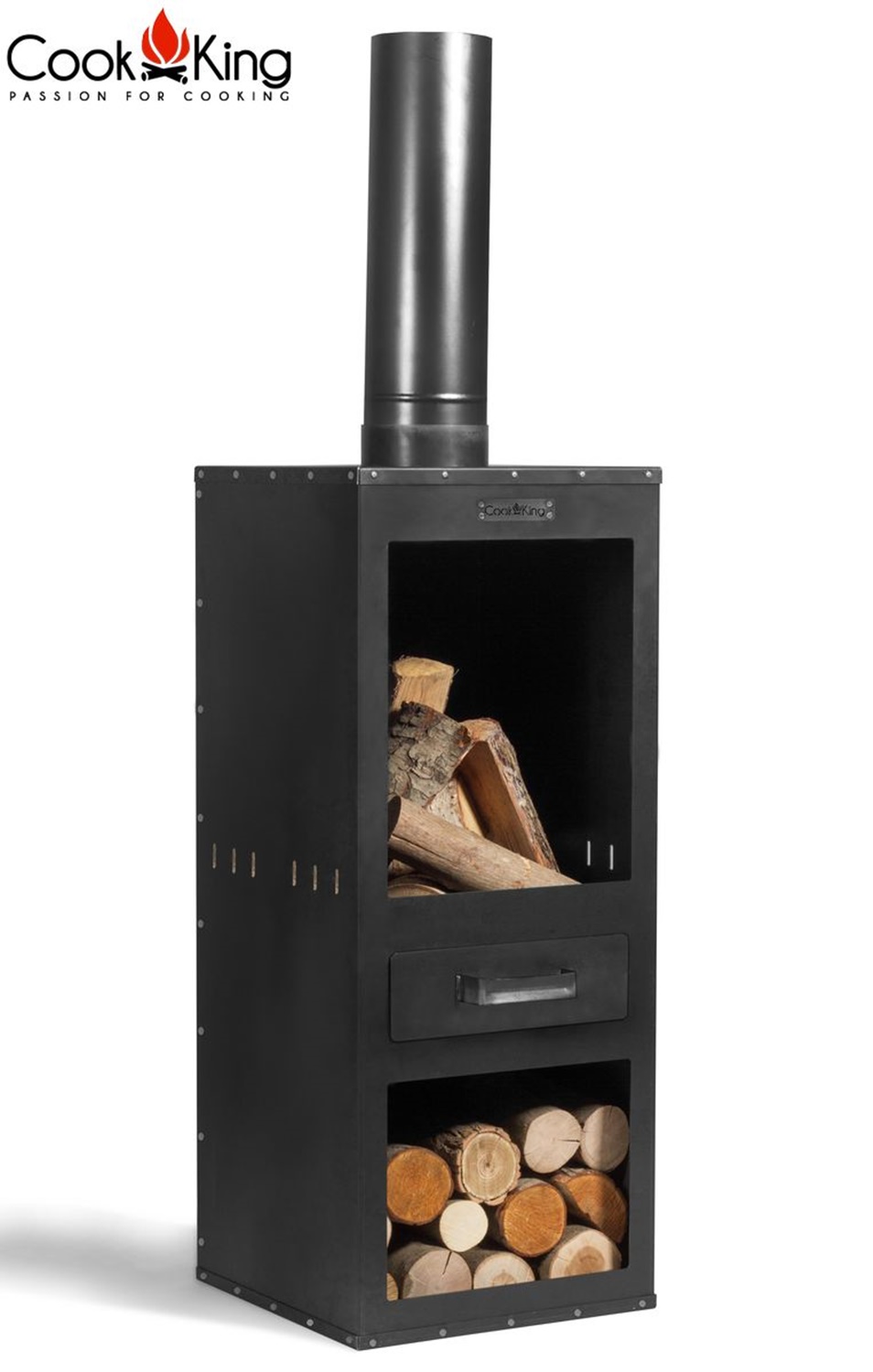 Gartenkamin "Rosa" Gartenofen H 150 cm zum Heizen und Grillen Terrassenofen aus Naturstahl Kamin