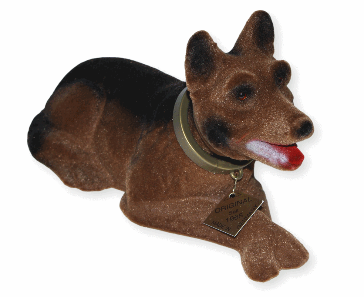 Wackel Figur Hund Schäferhund Wackelfigur H 10 cm klein Dekofigur mit Wackelkopf