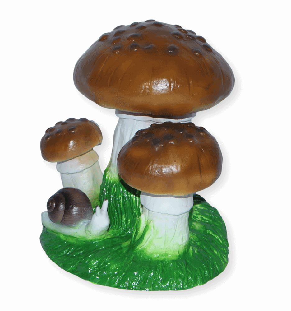 Dekofigur drei Steinpilze Pilze mit Schnecke H 15 cm Deko Garten Figur Gartenfigur aus Kunststoff