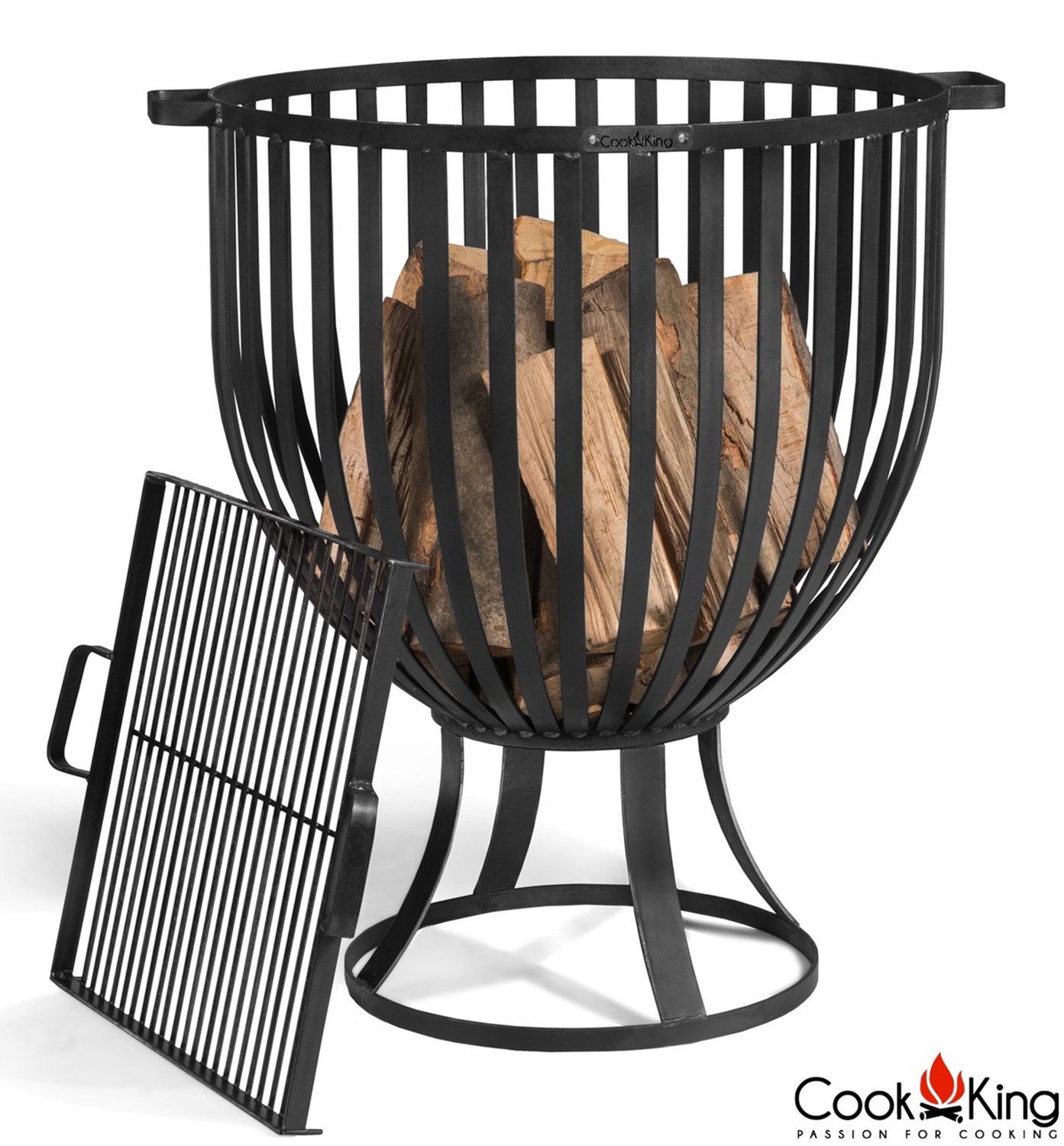 Feuerkorb "Katar" Ø 60cm Feuerstelle für den Garten aus Stahl Feuersäule als Wärmequelle oder Grill