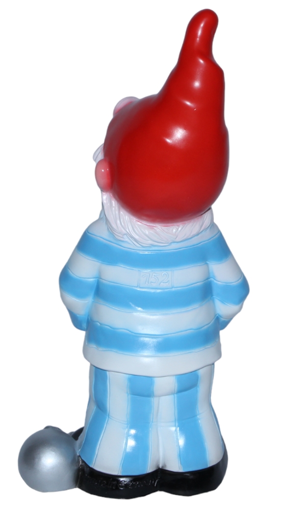 Gartenzwerg als Gefangener Sträfling Knasti Figur Zwerg H 36 cm Dekozwerg Gartenfigur aus Kunststoff