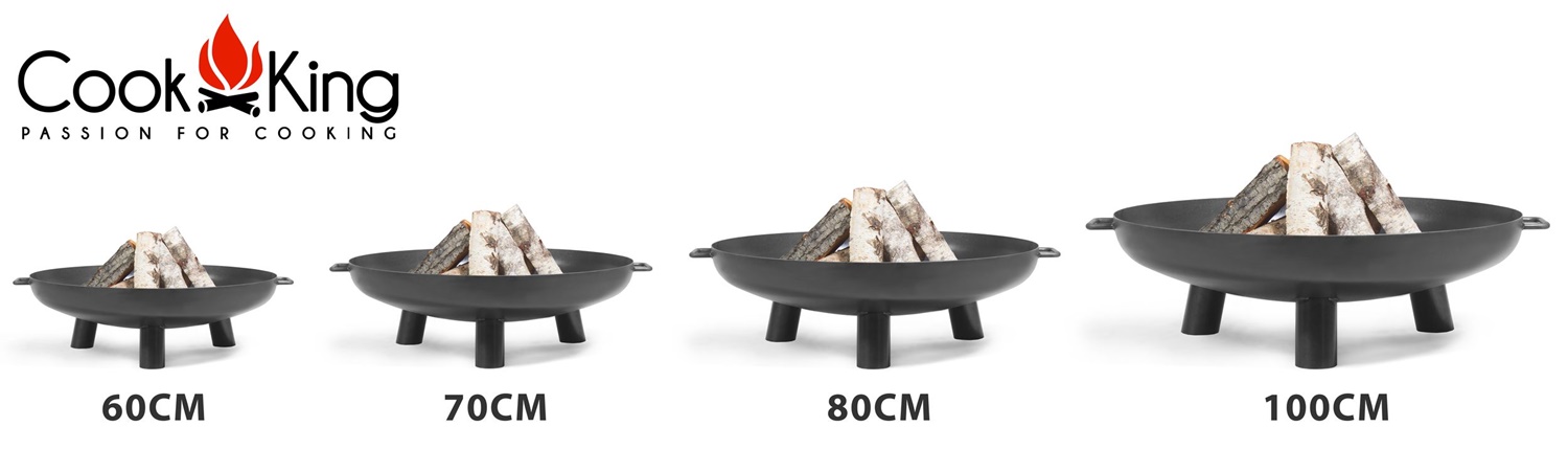 Set: Dreibein H 180 cm mit Grillrost Ø 70 cm Edelstahl + Feuerschale "Bali" Ø 80 cm Schwenkgrill