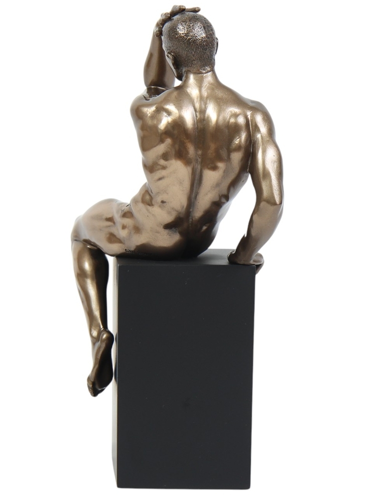 Deko Figur Body Talk Kollektion Skulptur H 24 cm Sitzender Mann im Blick in die Ferne bronzefarben