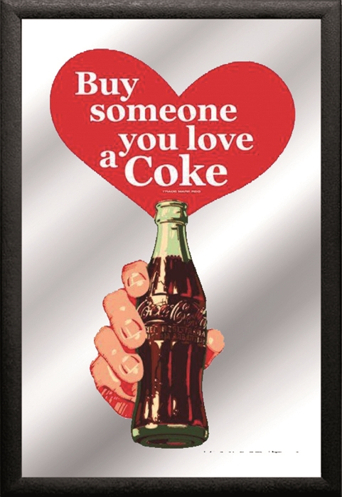 Set: 2 Spiegelbilder Coca-Cola Flasche Vintage Buy someone you love a Coke 30x20 cm Wandbilder