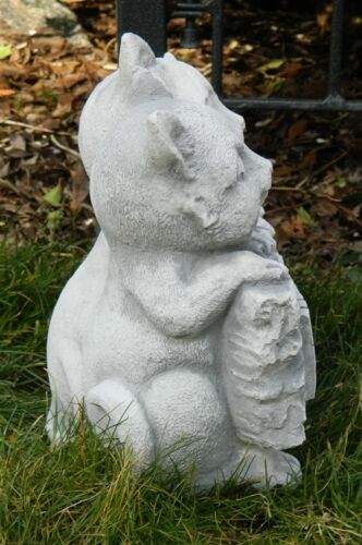 Beton Figur 3 Katzen klein mit Schild  " Welcome "  H 20 cm Dekofigur und Gartenfigur