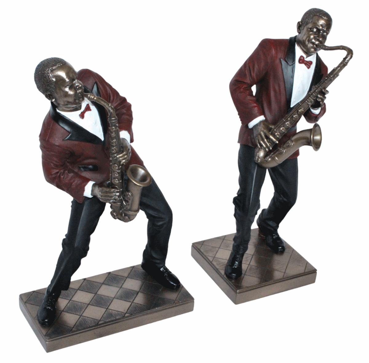 Deko Figuren Jazz Musiker Saxophonisten H 26-28,5 cm mit Alt- und Tenorsaxophon
