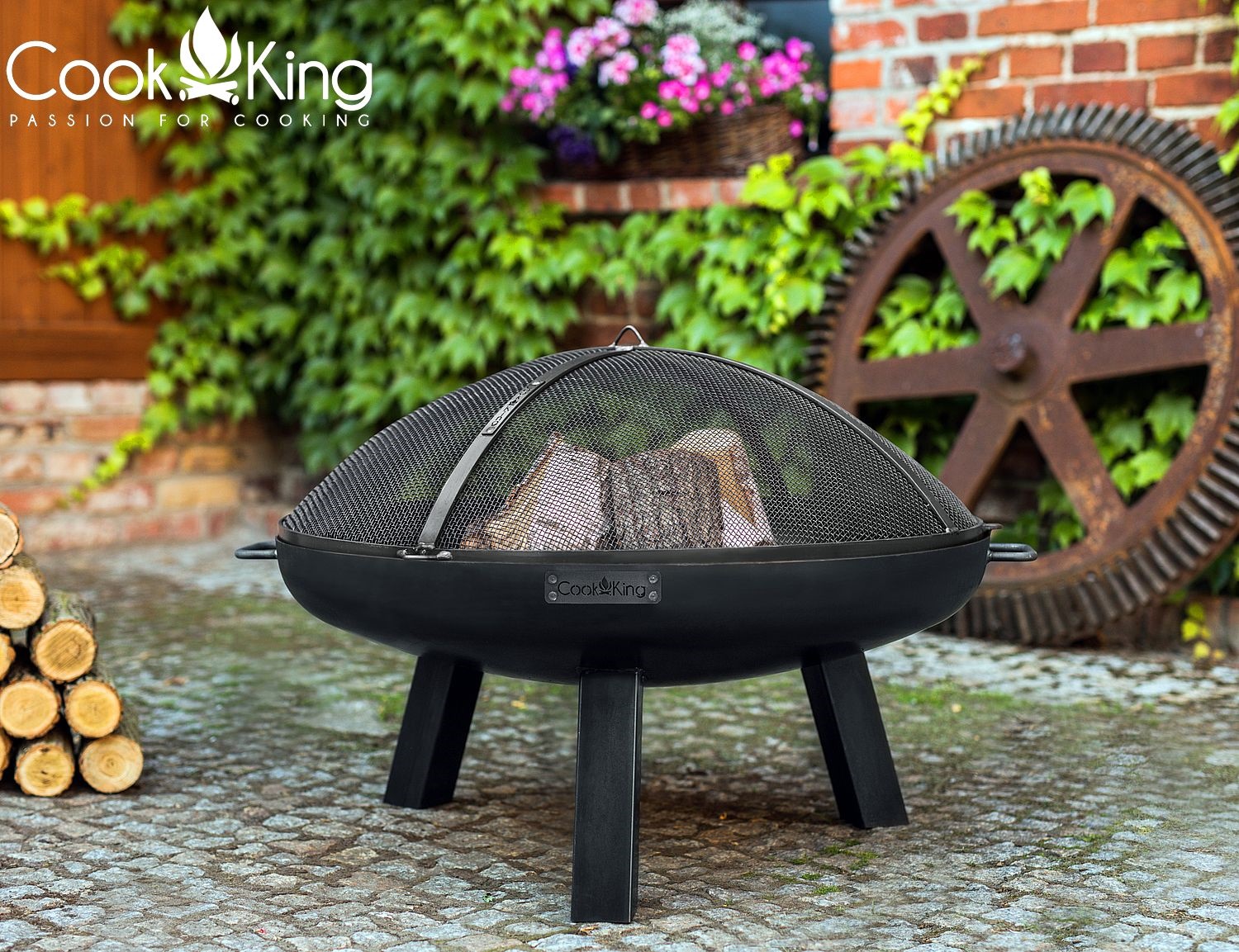 Feuerschale "Polo" Ø 80 cm Feuerstelle für Garten aus Stahl Feuerkorb als Wärmequelle oder Grill