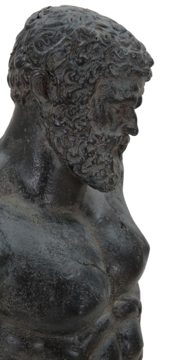 Dekofigur klassische Männerbüste Skulptur Torso ohne Arme und Beine Statue schwarz H 57,5 cm